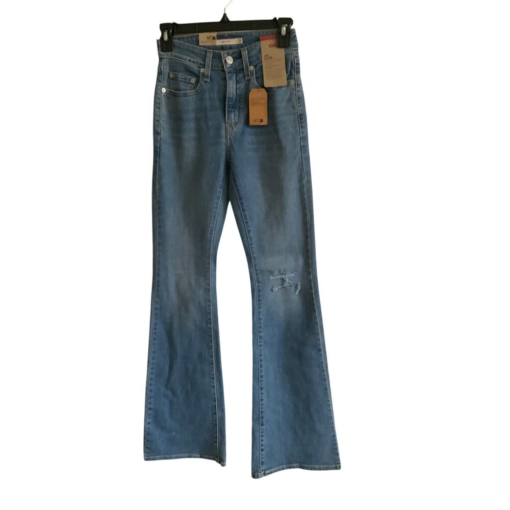 Levi's 726 Flare Jeans Women Light Wash High Rise Distressed - Size 24 NWT